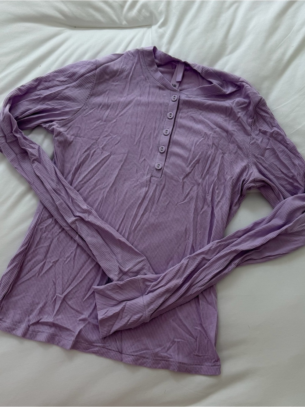 SKIMS Purple Long Sleeve Henley Pajama Top (S)